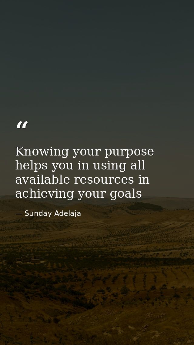Knowing your purpose helps you in using all available resources in achieving your goals — Sunday Adelaja