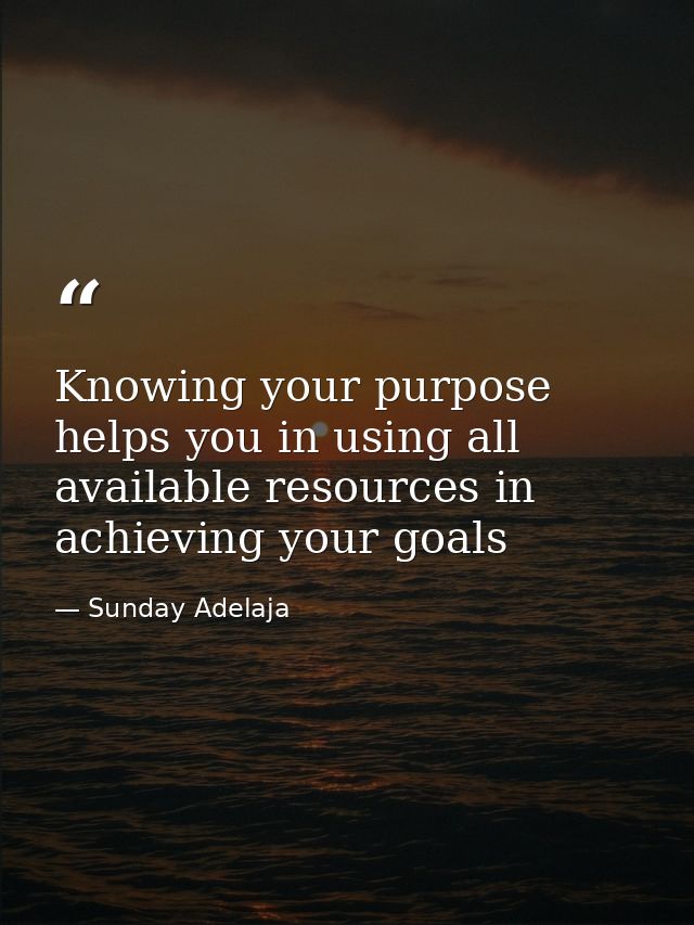 Knowing your purpose helps you in using all available resources in achieving your goals — Sunday Adelaja