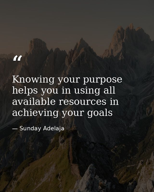 Knowing your purpose helps you in using all available resources in achieving your goals — Sunday Adelaja