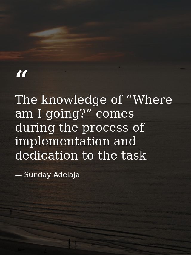 The knowledge of “Where am I going?” comes during the process of implementation and dedication to the task — Sunday Adelaja