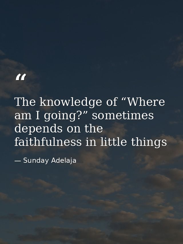 The knowledge of “Where am I going?” sometimes depends on the faithfulness in little things — Sunday Adelaja