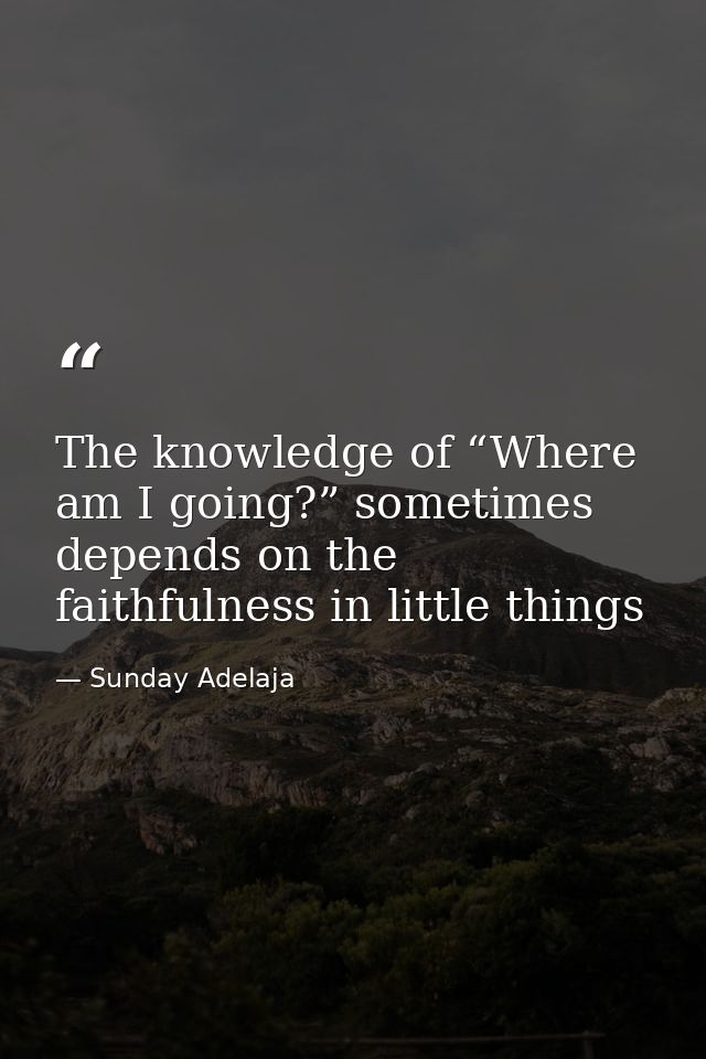 The knowledge of “Where am I going?” sometimes depends on the faithfulness in little things — Sunday Adelaja