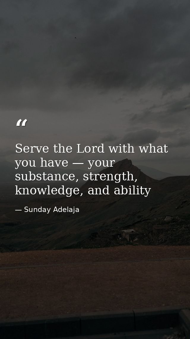 Serve the Lord with what you have — your substance, strength, knowledge, and ability — Sunday Adelaja