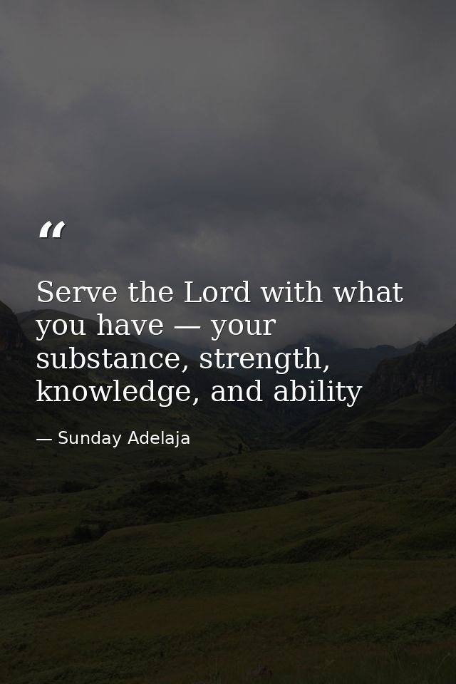 Serve the Lord with what you have — your substance, strength, knowledge, and ability — Sunday Adelaja