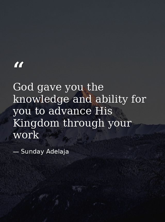 God gave you the knowledge and ability for you to advance His Kingdom through your work — Sunday Adelaja