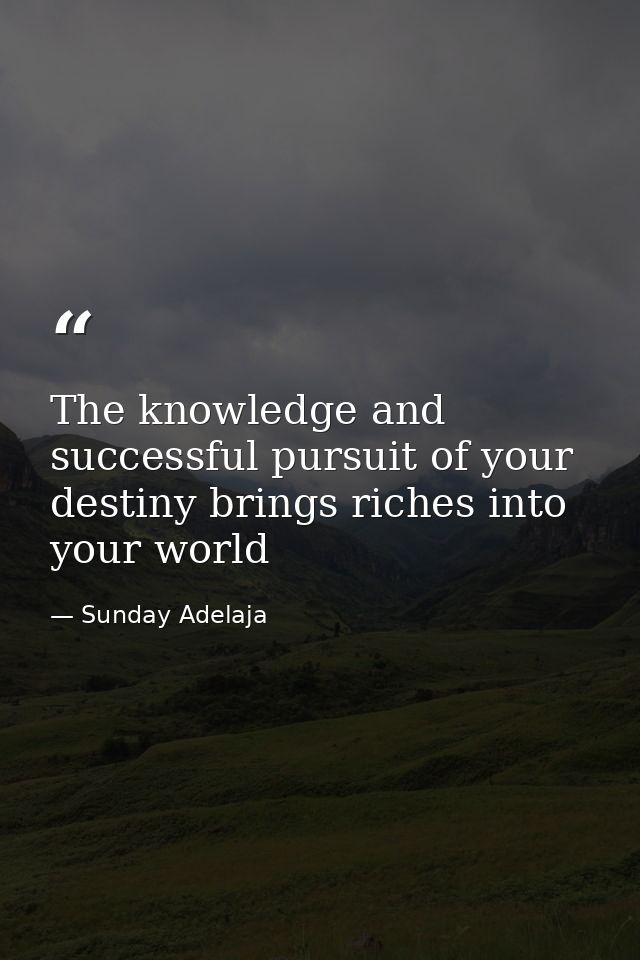 The knowledge and successful pursuit of your destiny brings riches into your world — Sunday Adelaja