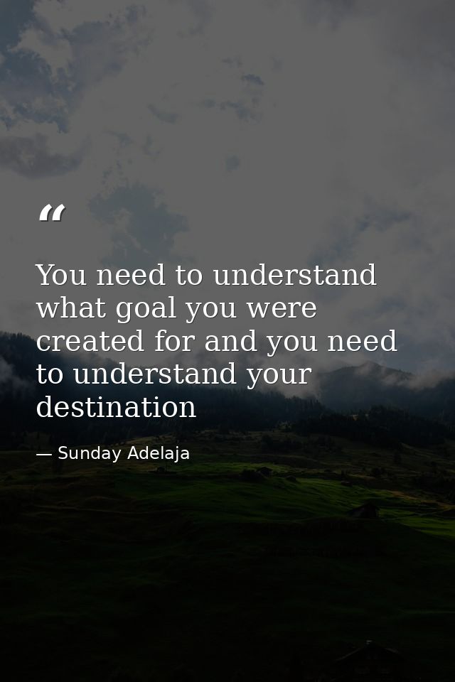 You need to understand what goal you were created for and you need to understand your destination — Sunday Adelaja