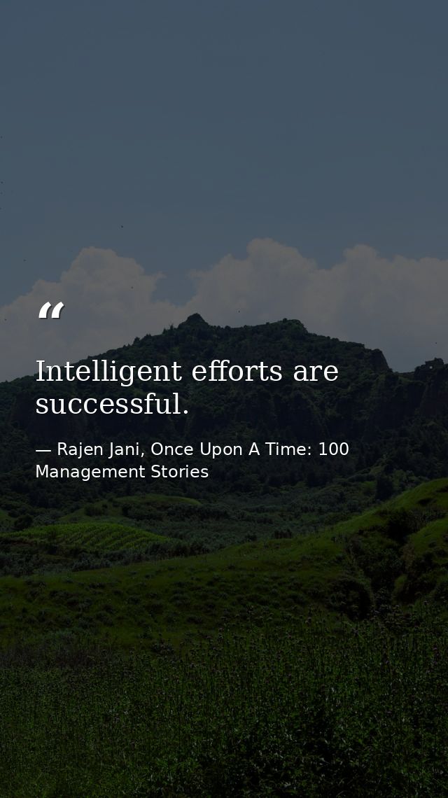 Intelligent efforts are successful. — Rajen Jani, Once Upon A Time: 100 Management Stories