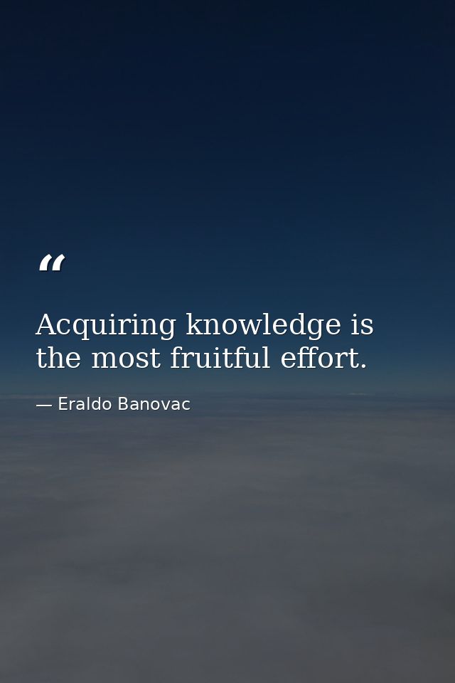 Acquiring knowledge is the most fruitful effort. — Eraldo Banovac