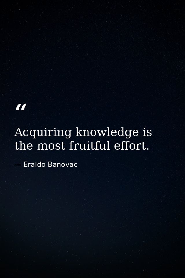 Acquiring knowledge is the most fruitful effort. — Eraldo Banovac