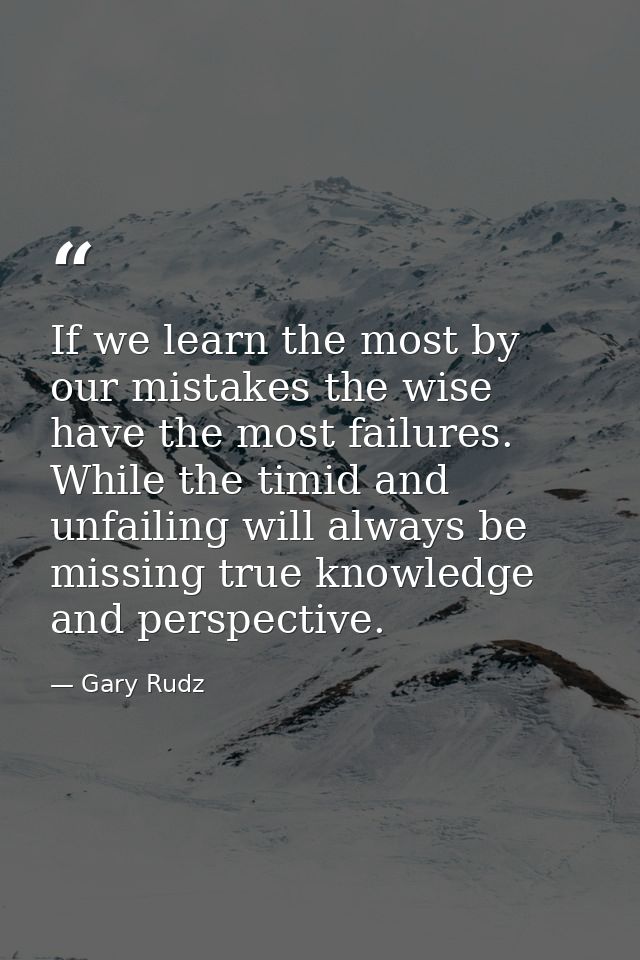 If we learn the most by our mistakes the wise have the most failures. While the timid and unfailing will always be missi — Gary Rudz