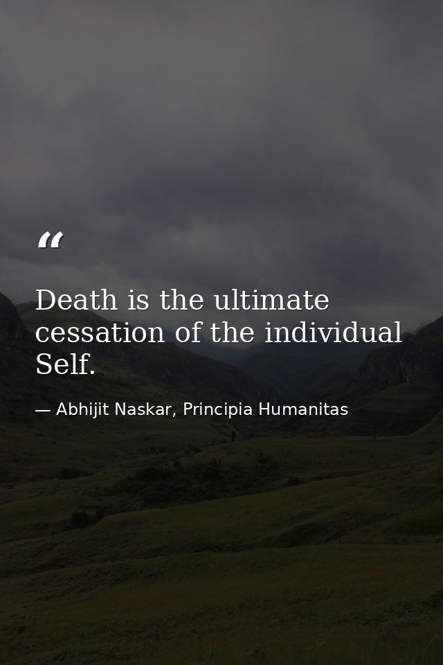 Death is the ultimate cessation of the individual Self. — Abhijit Naskar, Principia Humanitas