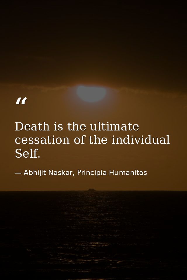 Death is the ultimate cessation of the individual Self. — Abhijit Naskar, Principia Humanitas