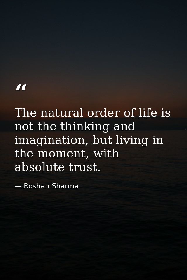 The natural order of life is not the thinking and imagination, but living in the moment, with absolute trust. — Roshan Sharma