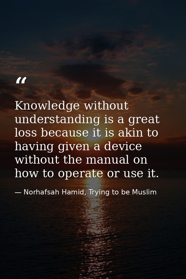 Knowledge without understanding is a great loss because it is akin to having given a device without the manual on how to — Norhafsah Hamid, Trying to be Muslim