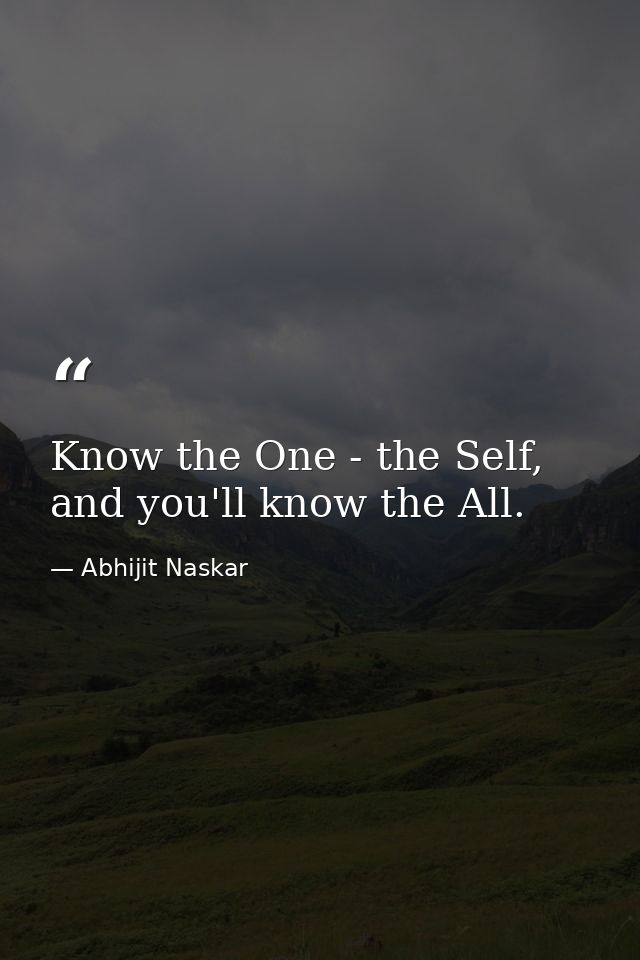 Know the One - the Self, and you'll know the All. — Abhijit Naskar