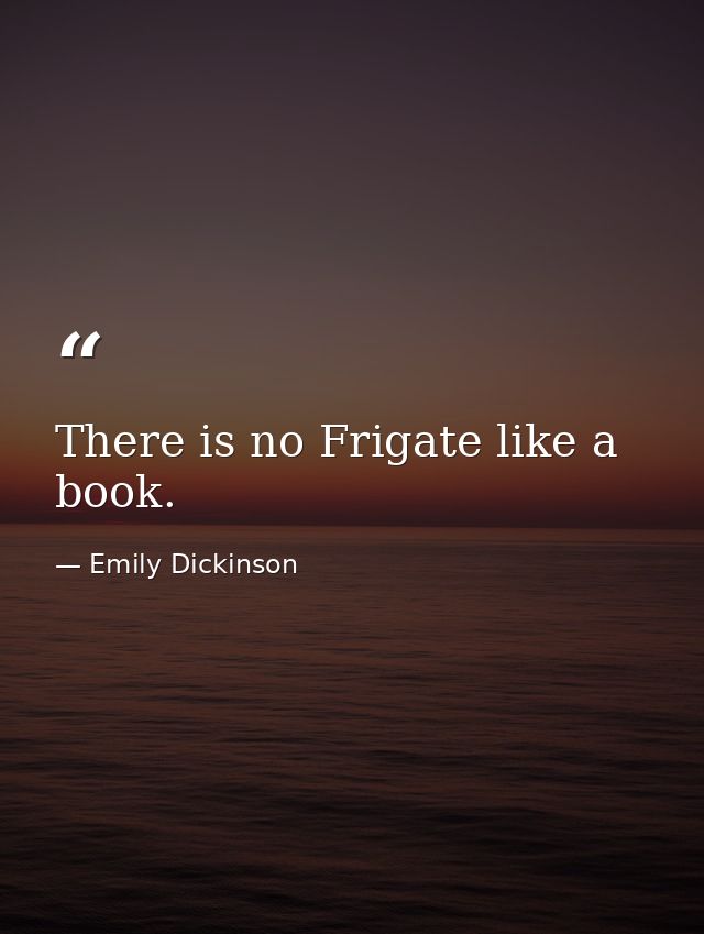 There is no Frigate like a book. — Emily Dickinson