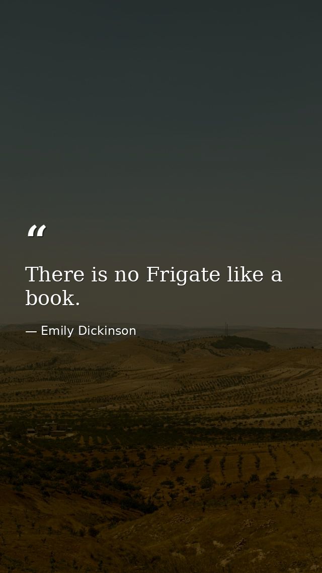 There is no Frigate like a book. — Emily Dickinson