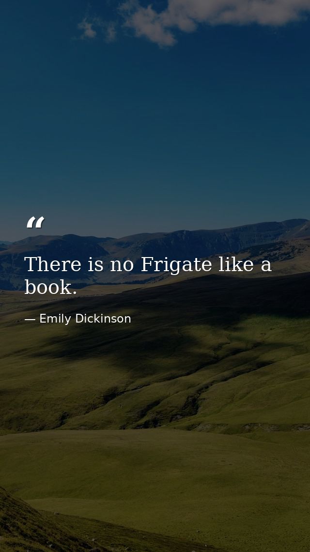 There is no Frigate like a book. — Emily Dickinson
