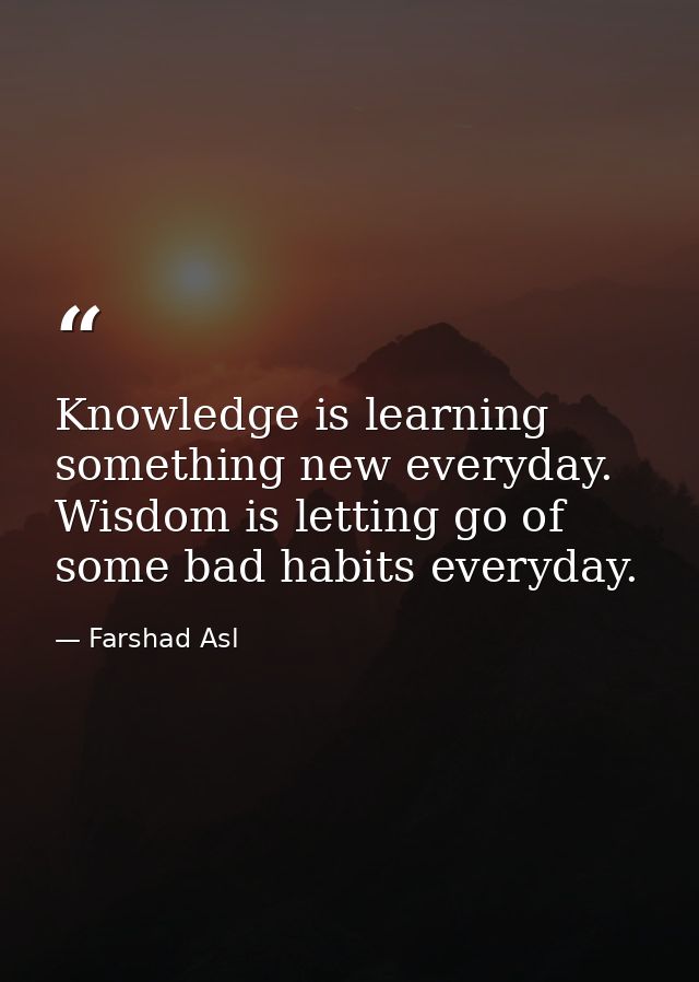 Knowledge is learning something new everyday. Wisdom is letting go of some bad habits everyday. — Farshad Asl