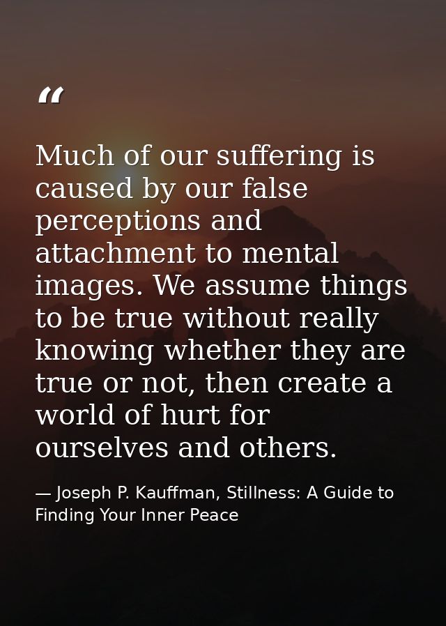 Much of our suffering is caused by our false perceptions and attachment to mental images. We assume things to be true wi — Joseph P. Kauffman, Stillness: A Guide to Finding Your Inner Peace