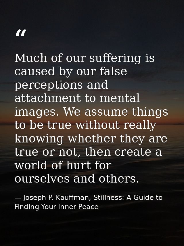 Much of our suffering is caused by our false perceptions and attachment to mental images. We assume things to be true wi — Joseph P. Kauffman, Stillness: A Guide to Finding Your Inner Peace