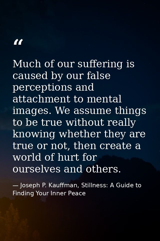 Much of our suffering is caused by our false perceptions and attachment to mental images. We assume things to be true wi — Joseph P. Kauffman, Stillness: A Guide to Finding Your Inner Peace