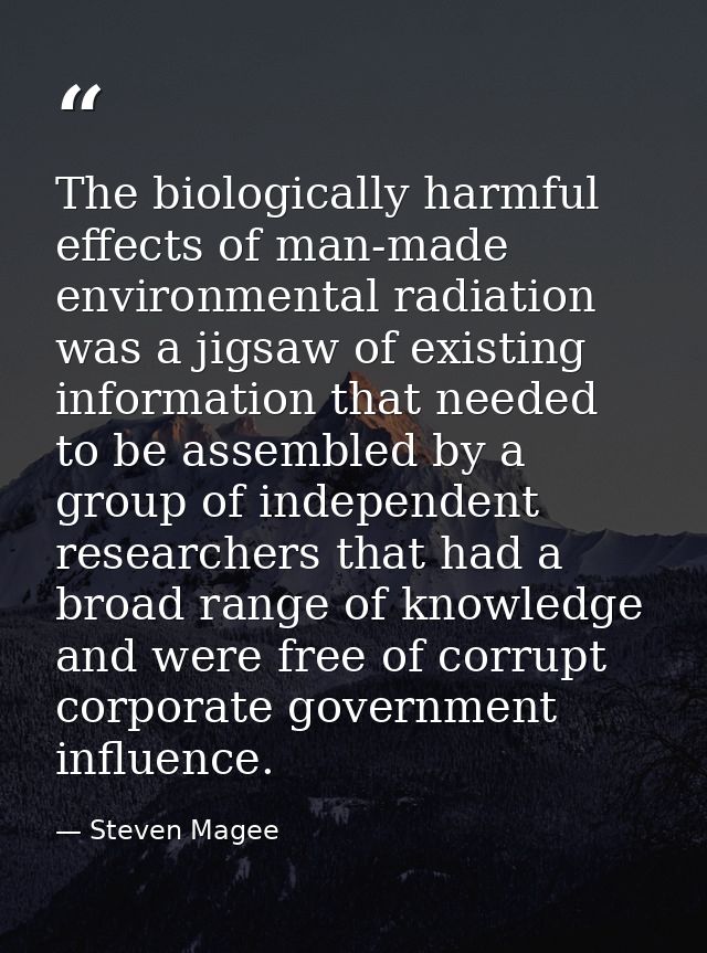 The biologically harmful effects of man-made environmental radiation was a jigsaw of existing information that needed to — Steven Magee