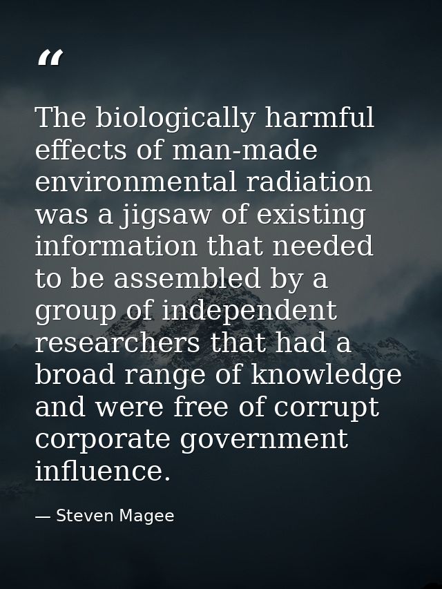 The biologically harmful effects of man-made environmental radiation was a jigsaw of existing information that needed to — Steven Magee