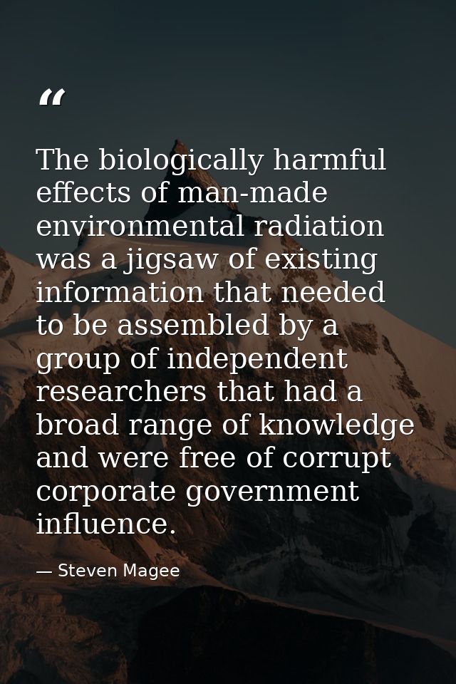 The biologically harmful effects of man-made environmental radiation was a jigsaw of existing information that needed to — Steven Magee