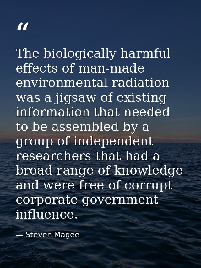 The biologically harmful effects of man-made environmental radiation was a jigsaw of existing information that needed to — Steven Magee