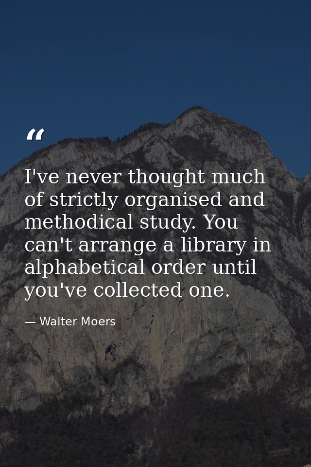 I've never thought much of strictly organised and methodical study. You can't arrange a library in alphabetical order un — Walter Moers