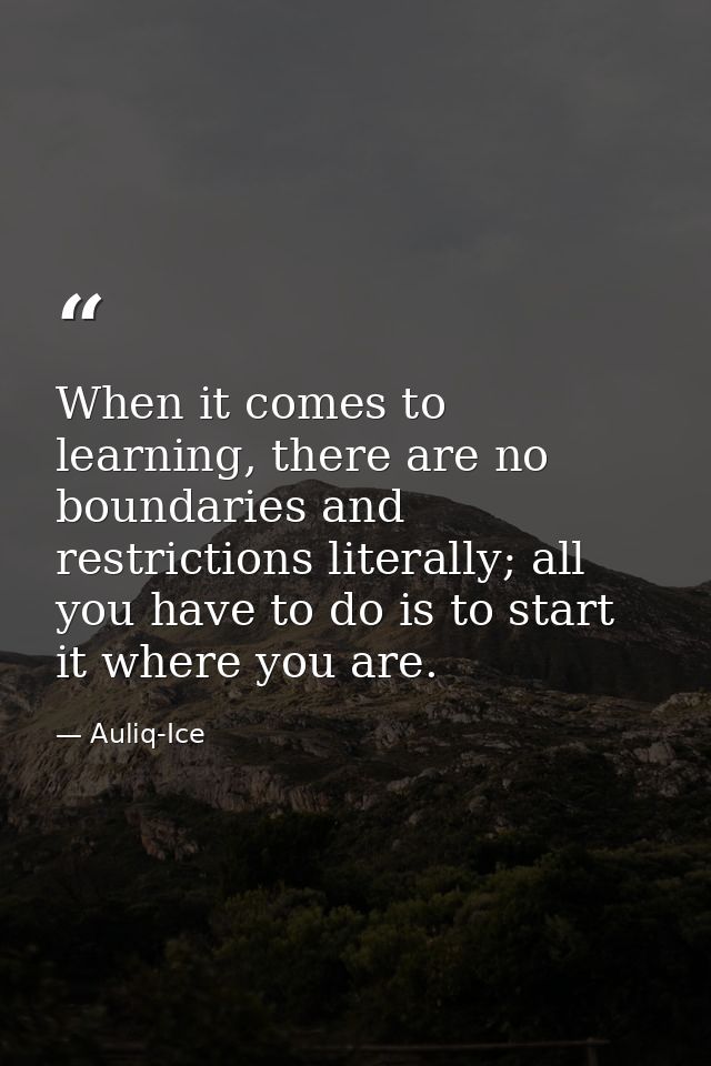When it comes to learning, there are no boundaries and restrictions literally; all you have to do is to start it where y — Auliq-Ice