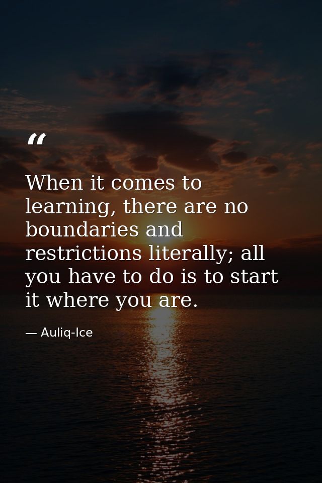 When it comes to learning, there are no boundaries and restrictions literally; all you have to do is to start it where y — Auliq-Ice