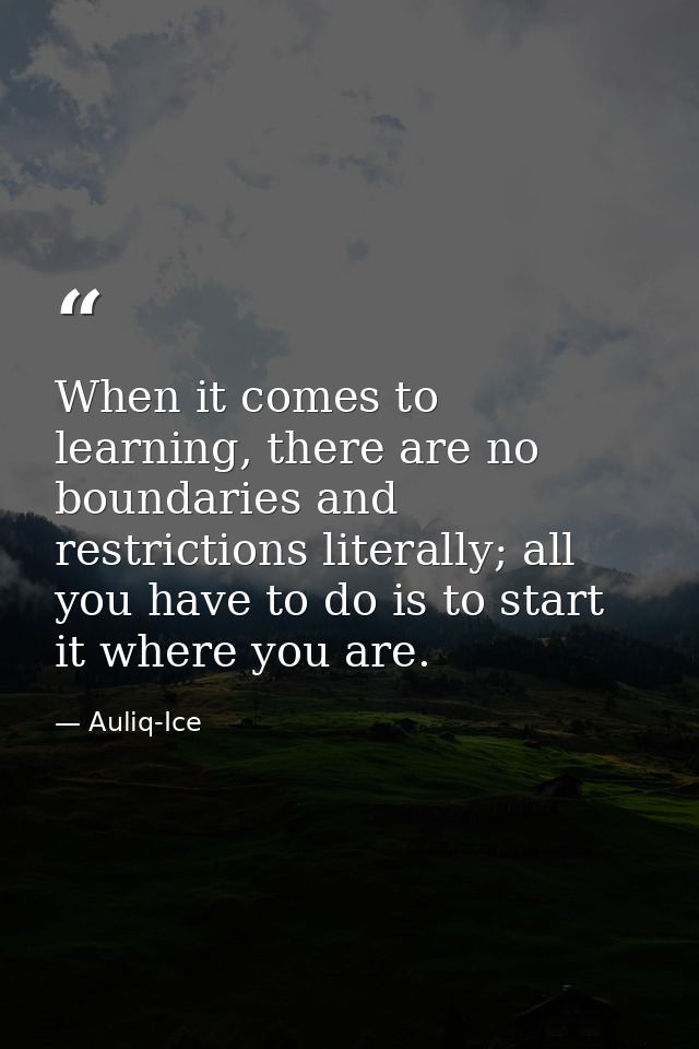 When it comes to learning, there are no boundaries and restrictions literally; all you have to do is to start it where y — Auliq-Ice