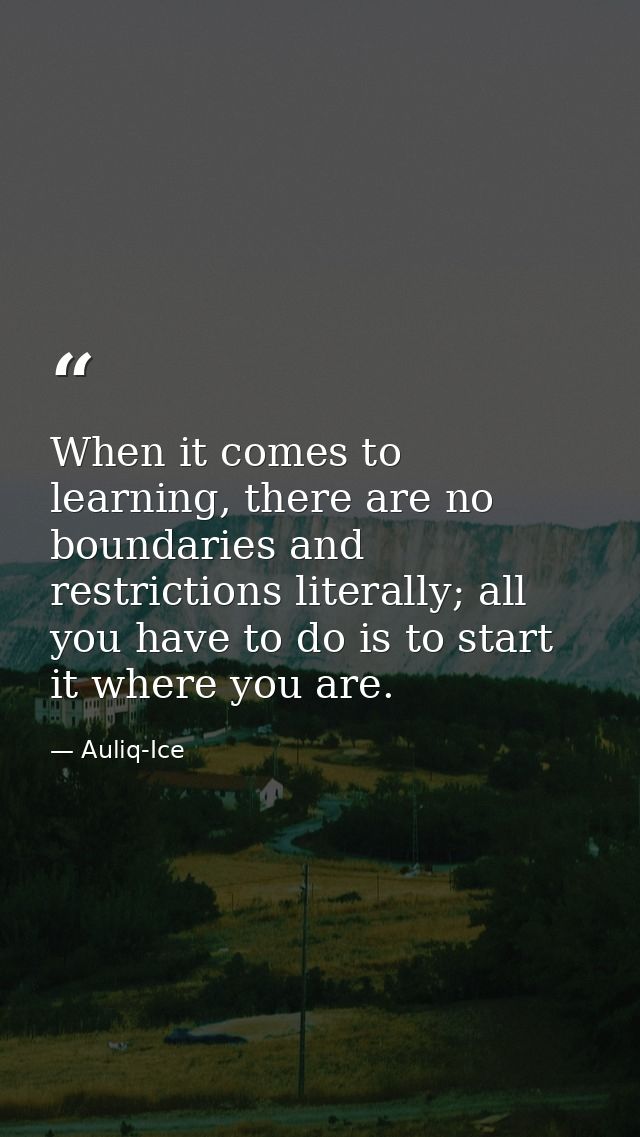 When it comes to learning, there are no boundaries and restrictions literally; all you have to do is to start it where y — Auliq-Ice