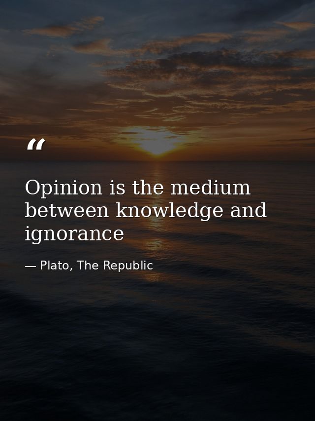 Opinion is the medium between knowledge and ignorance — Plato, The Republic