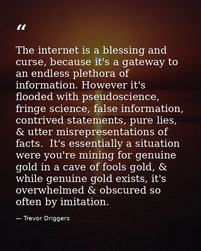 The internet is a blessing and curse, because it's a gateway to an endless plethora of information. However it's flooded — Trevor Driggers