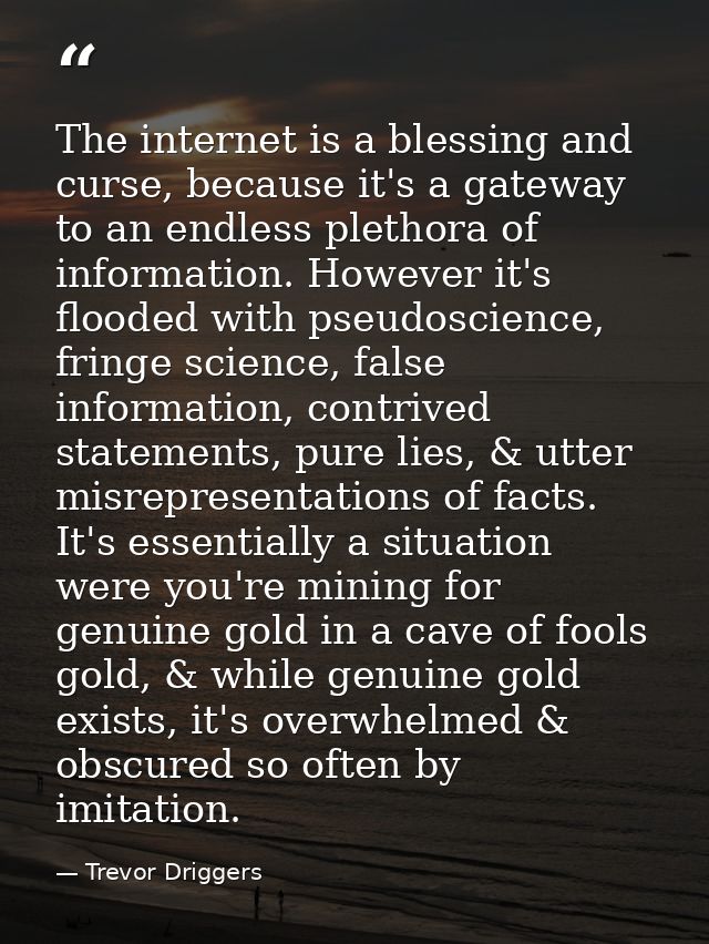 The internet is a blessing and curse, because it's a gateway to an endless plethora of information. However it's flooded — Trevor Driggers