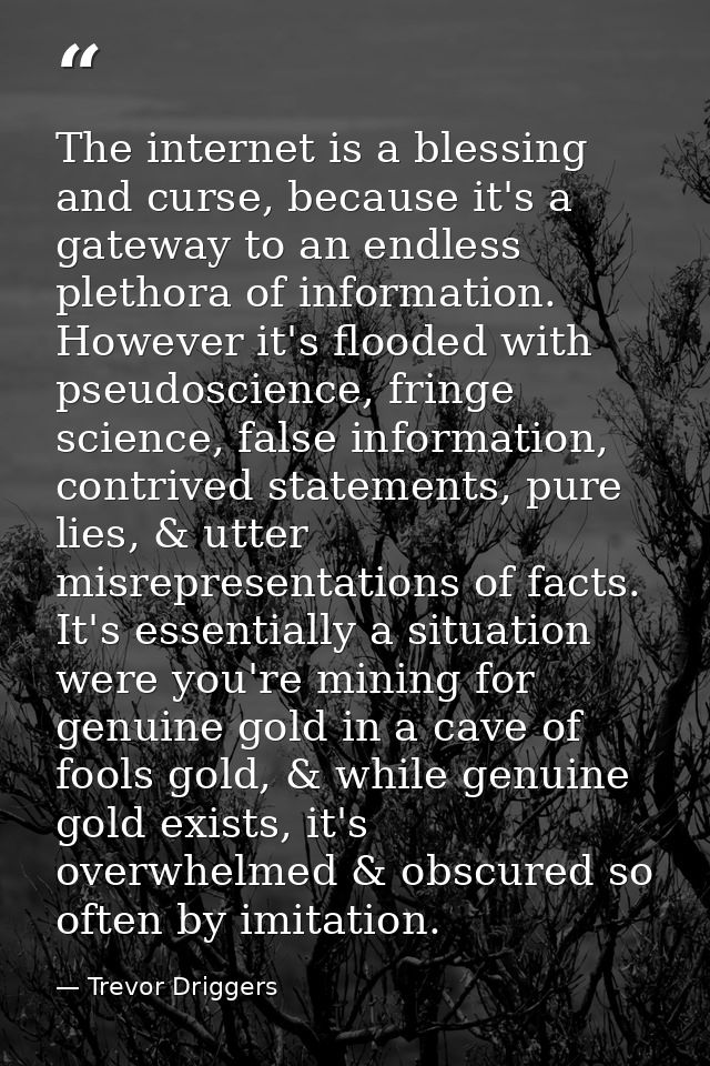 The internet is a blessing and curse, because it's a gateway to an endless plethora of information. However it's flooded — Trevor Driggers