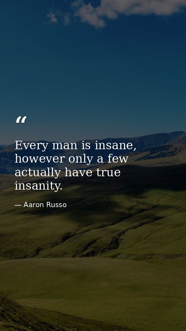 Every man is insane, however only a few actually have true insanity. — Aaron Russo