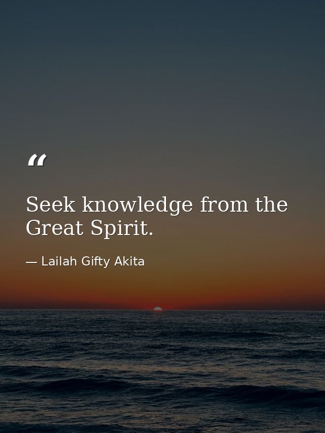 Seek knowledge from the Great Spirit. — Lailah Gifty Akita