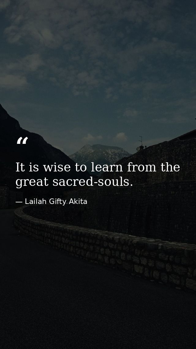 It is wise to learn from the great sacred-souls. — Lailah Gifty Akita