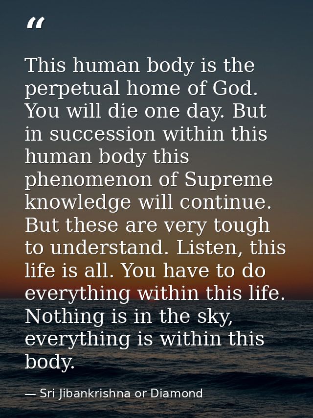 This human body is the perpetual home of God. You will die one day. But in succession within this human body this phenom — Sri Jibankrishna or Diamond
