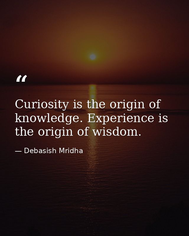 Curiosity is the origin of knowledge. Experience is the origin of wisdom. — Debasish Mridha
