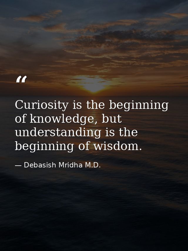 Curiosity is the beginning of knowledge, but understanding is the beginning of wisdom. — Debasish Mridha M.D.
