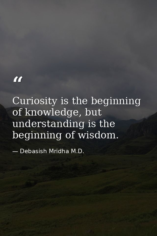 Curiosity is the beginning of knowledge, but understanding is the beginning of wisdom. — Debasish Mridha M.D.
