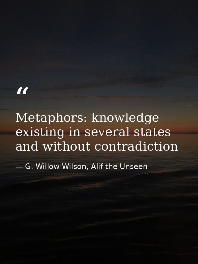 Metaphors: knowledge existing in several states and without contradiction — G. Willow Wilson, Alif the Unseen