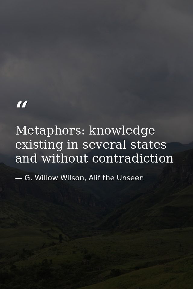 Metaphors: knowledge existing in several states and without contradiction — G. Willow Wilson, Alif the Unseen