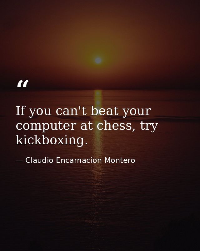 If you can't beat your computer at chess, try kickboxing. — Claudio Encarnacion Montero